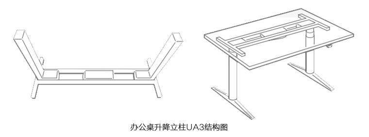 辦公桌升降柱電動推桿UA3結構圖